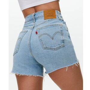 Levi’s Ribcage Denim High Rise Shorts Tango Pulse